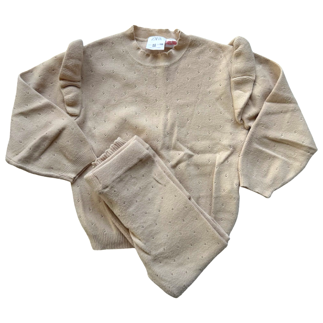 Zara Brown Pointelle Sweater and Legging Set 4-5Y