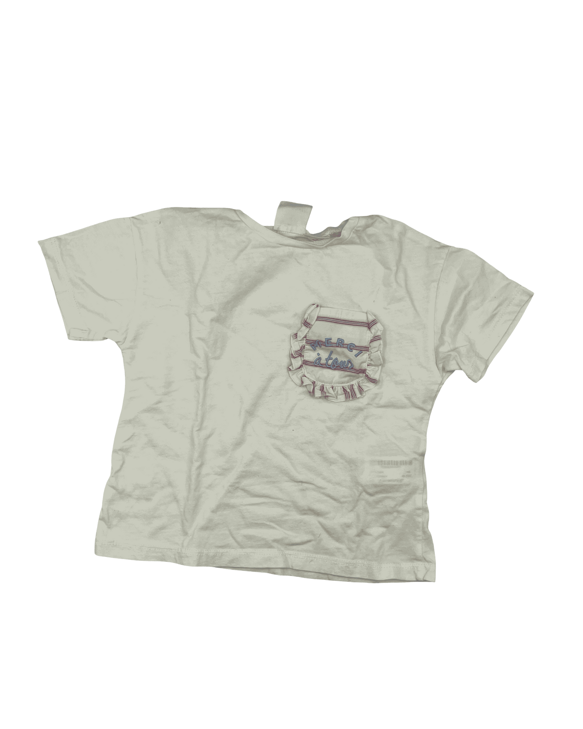 Zara White T-Shirt with Accent Pocket 4Y