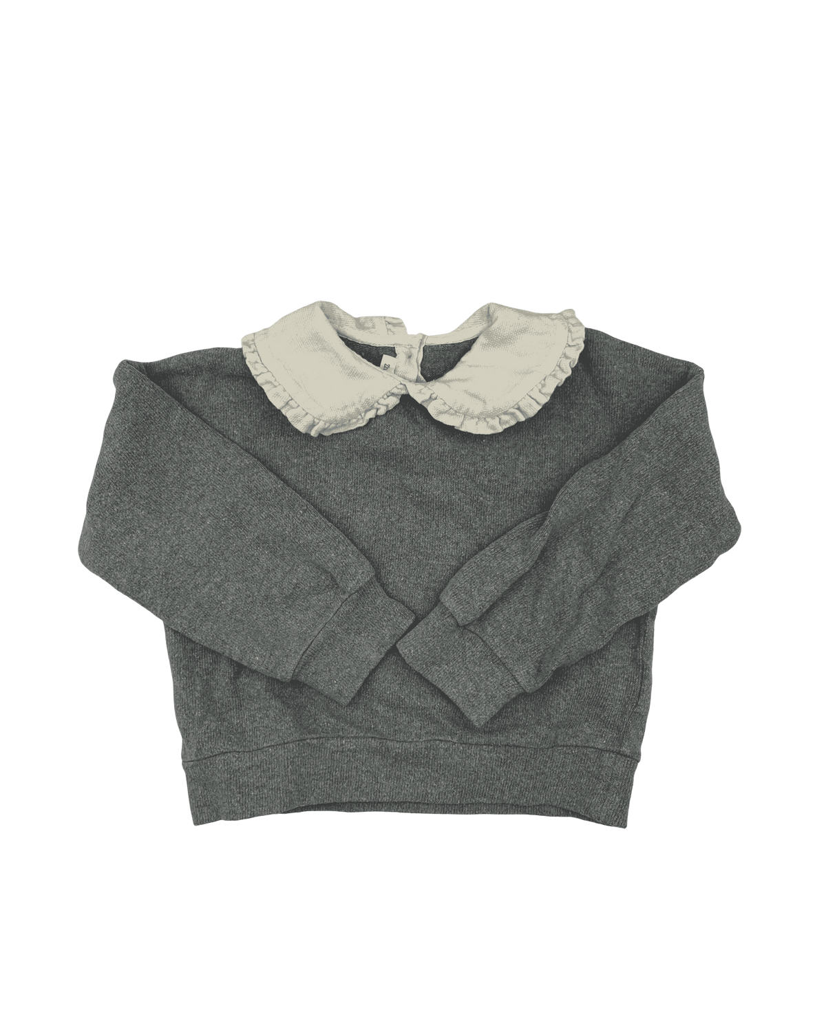 Zhoe & Tobiah Grey Ruffled Collar Sweater 5Y