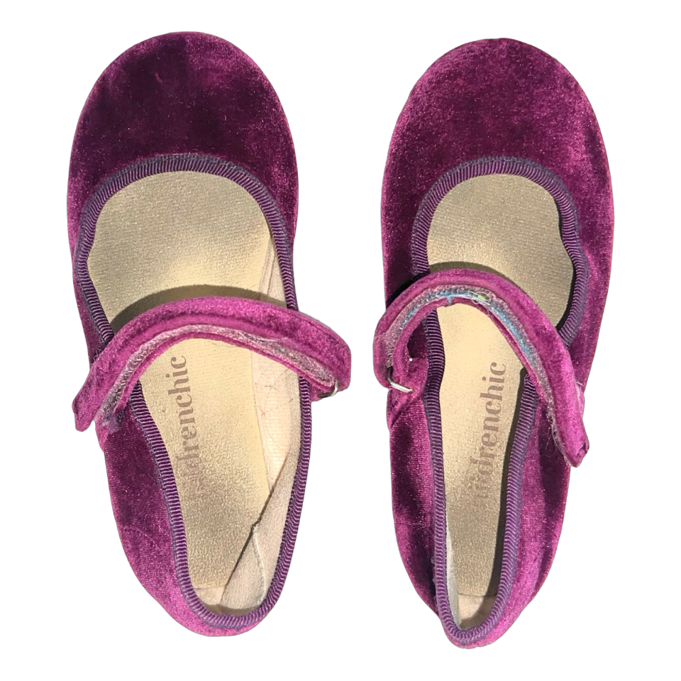Children Chic Plum Velvet Mary Janes EU27