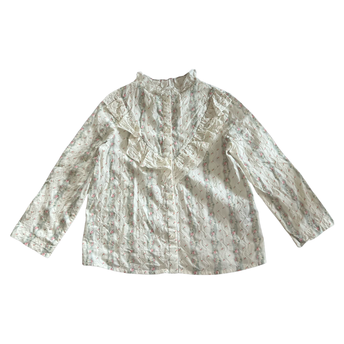 Bonpoint Floral Ruffle Blouse 4Y